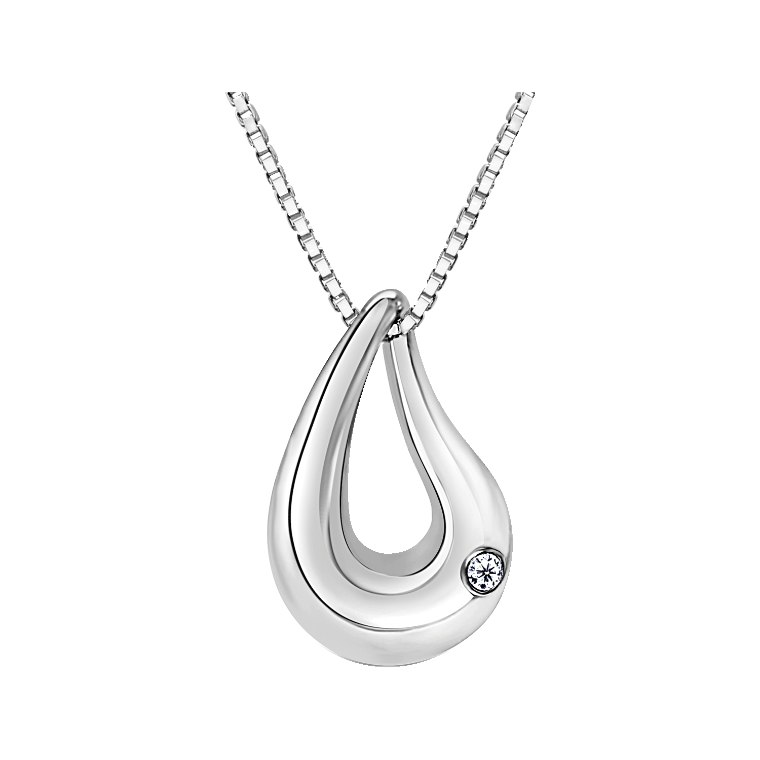 Open Teardrop w/ Clear CZ Stone, , large image number null