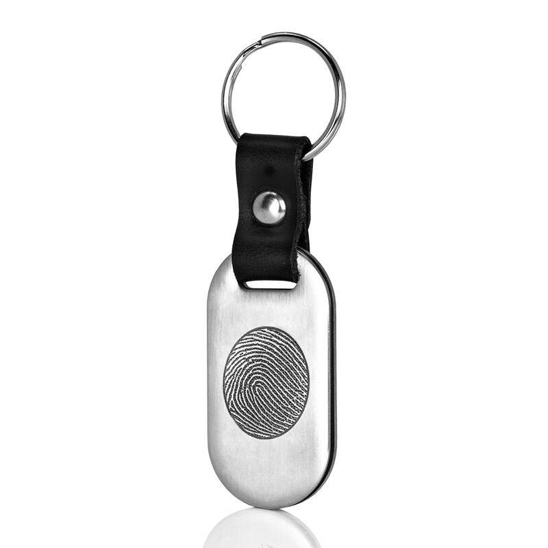 Stainless Steel and Leather Key Ring