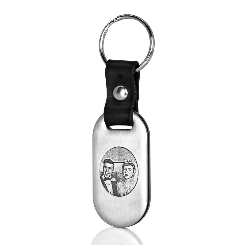 Stainless Steel and Leather Key Ring