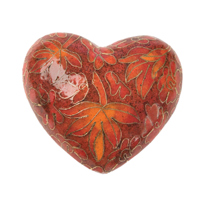 Autumn Leave Cloisonne Heart