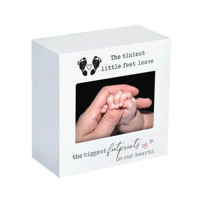 Footprints 3x5 Photo Urn, Pink Hearts