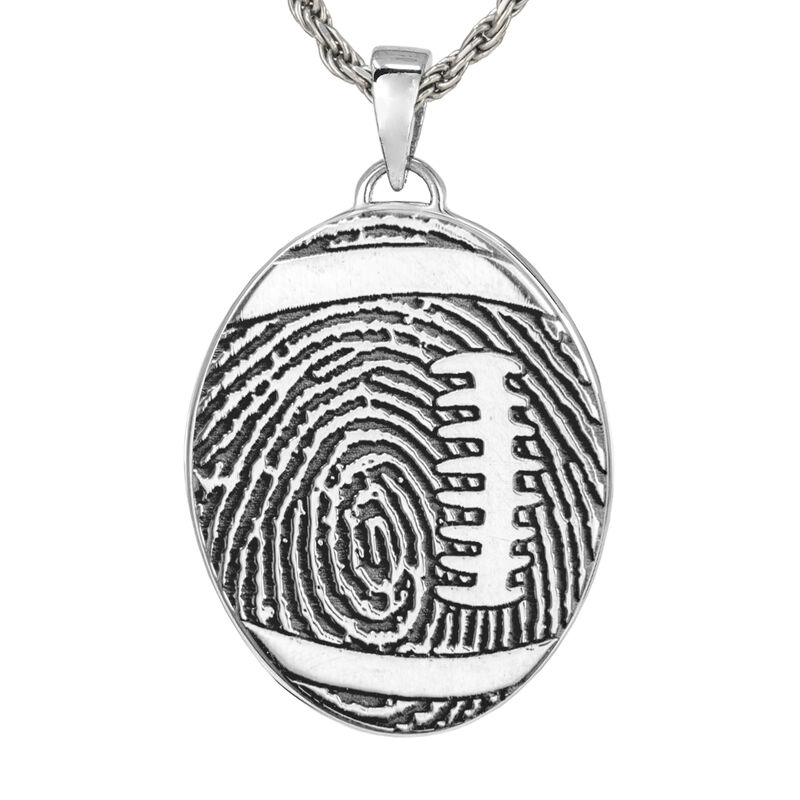 Football with Full Print - 14K White Gold Without Chamber Pendant