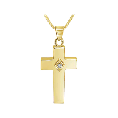 Cross w/Clear CZ Stone - Gold Plated