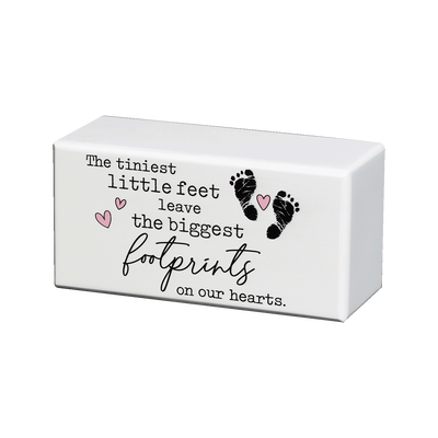 Footprints Box Urn, Pink Hearts