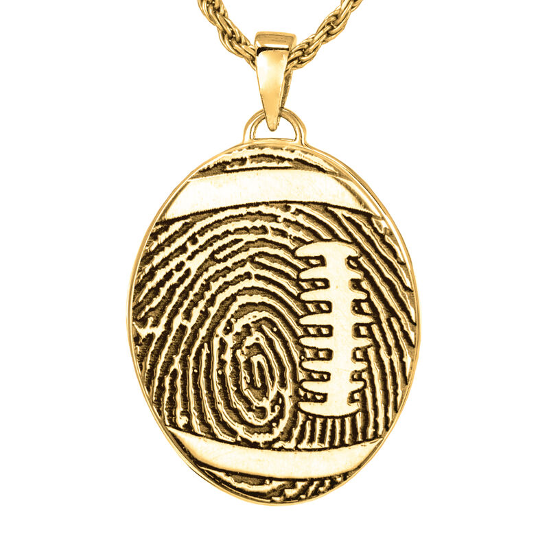 Football with Full Print - 14K Yellow Gold Without Chamber Pendant 