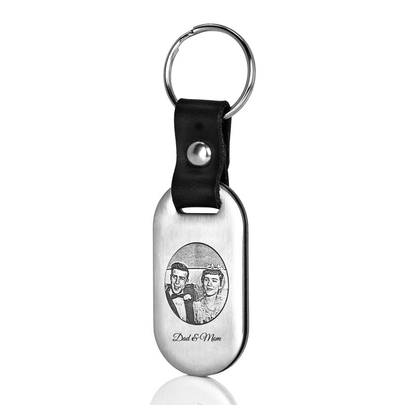 Stainless Steel and Leather Key Ring