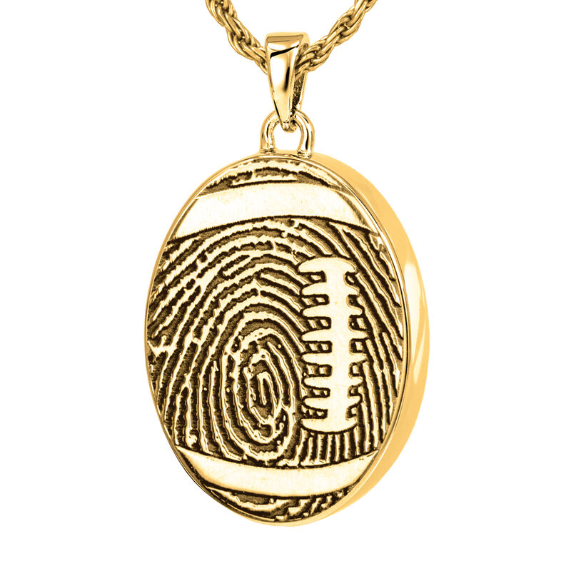 Football with Full Print - 14K Yellow Gold With Chamber Pendant 