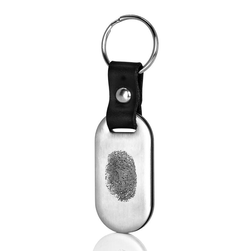 Stainless Steel and Leather Key Ring