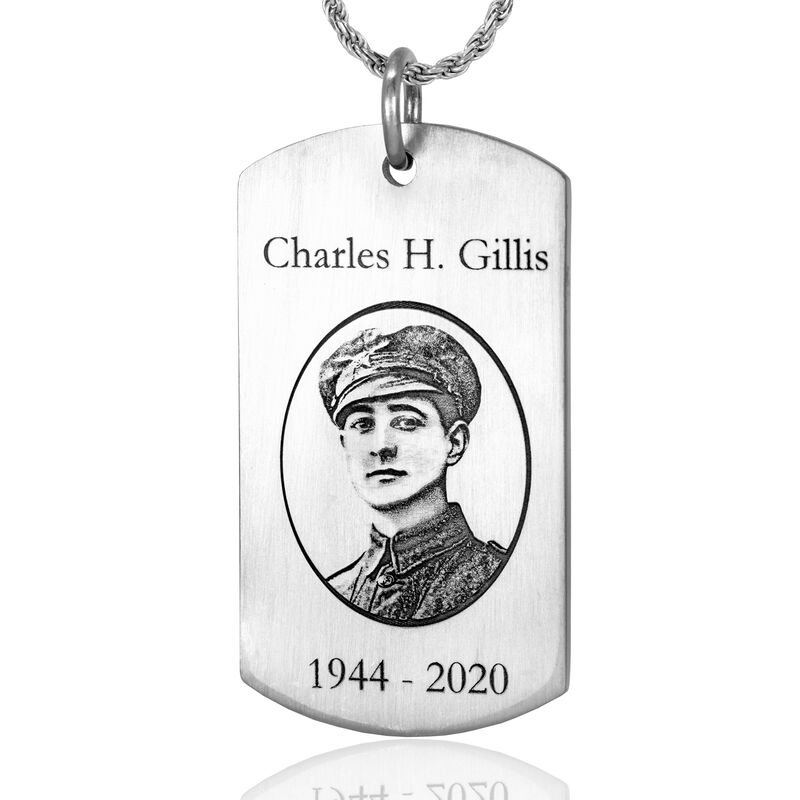 XL Stainless Steel Dog Tag w/ Key Ring