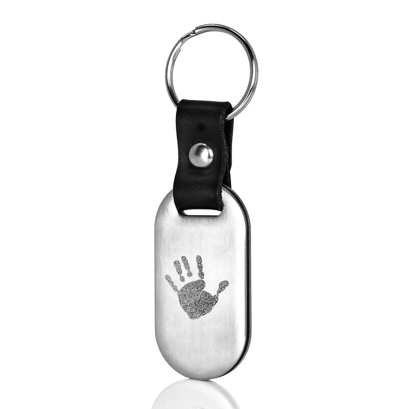 Stainless Steel and Leather Key Ring