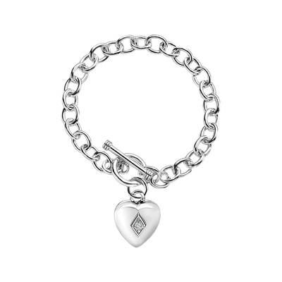 Toggle Heart Bracelet w/April Birthstone