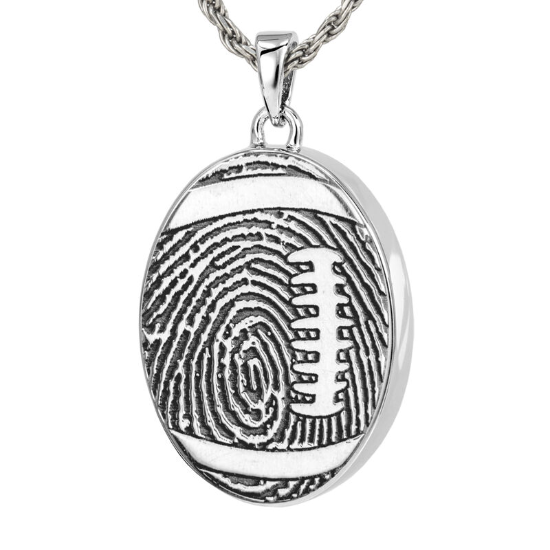 Football with Full Print - Sterling Silver With Chamber Pendant