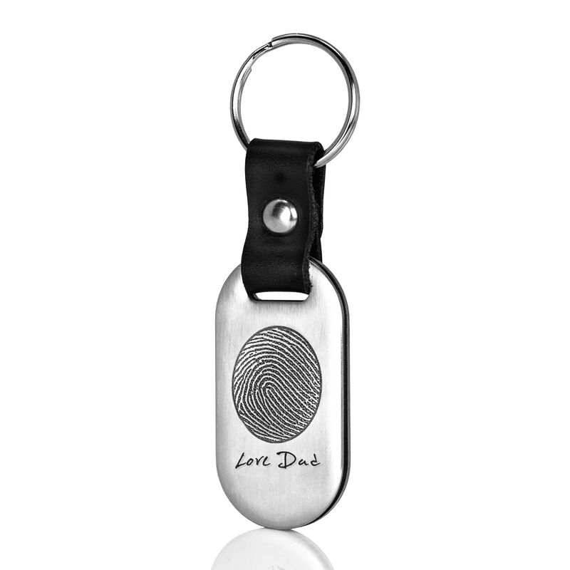 Stainless Steel and Leather Key Ring