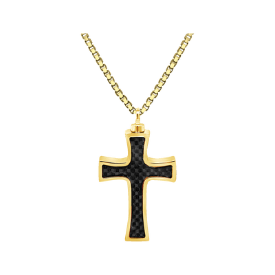 Carbon Fiber Cross - Gold Plated