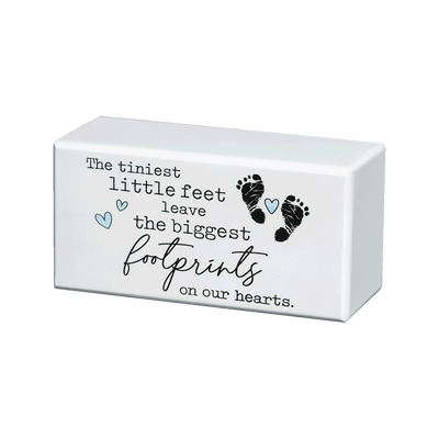Footprints Box Urn, Blue Hearts