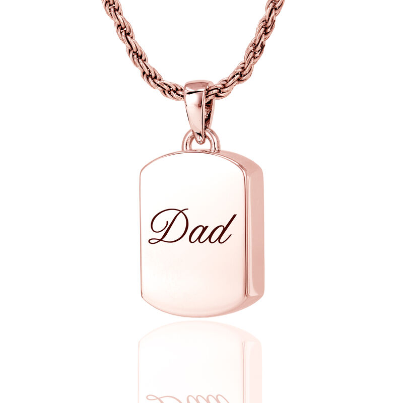 Petite Dog Tag 14K Rose Gold With Chamber Pendant