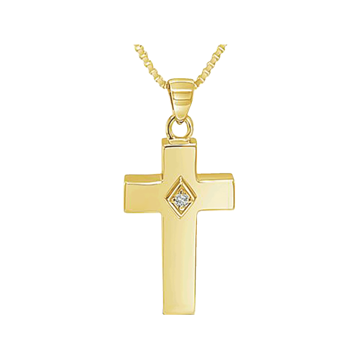 Cross w/Clear CZ Stone - Gold Plated, , large image number null