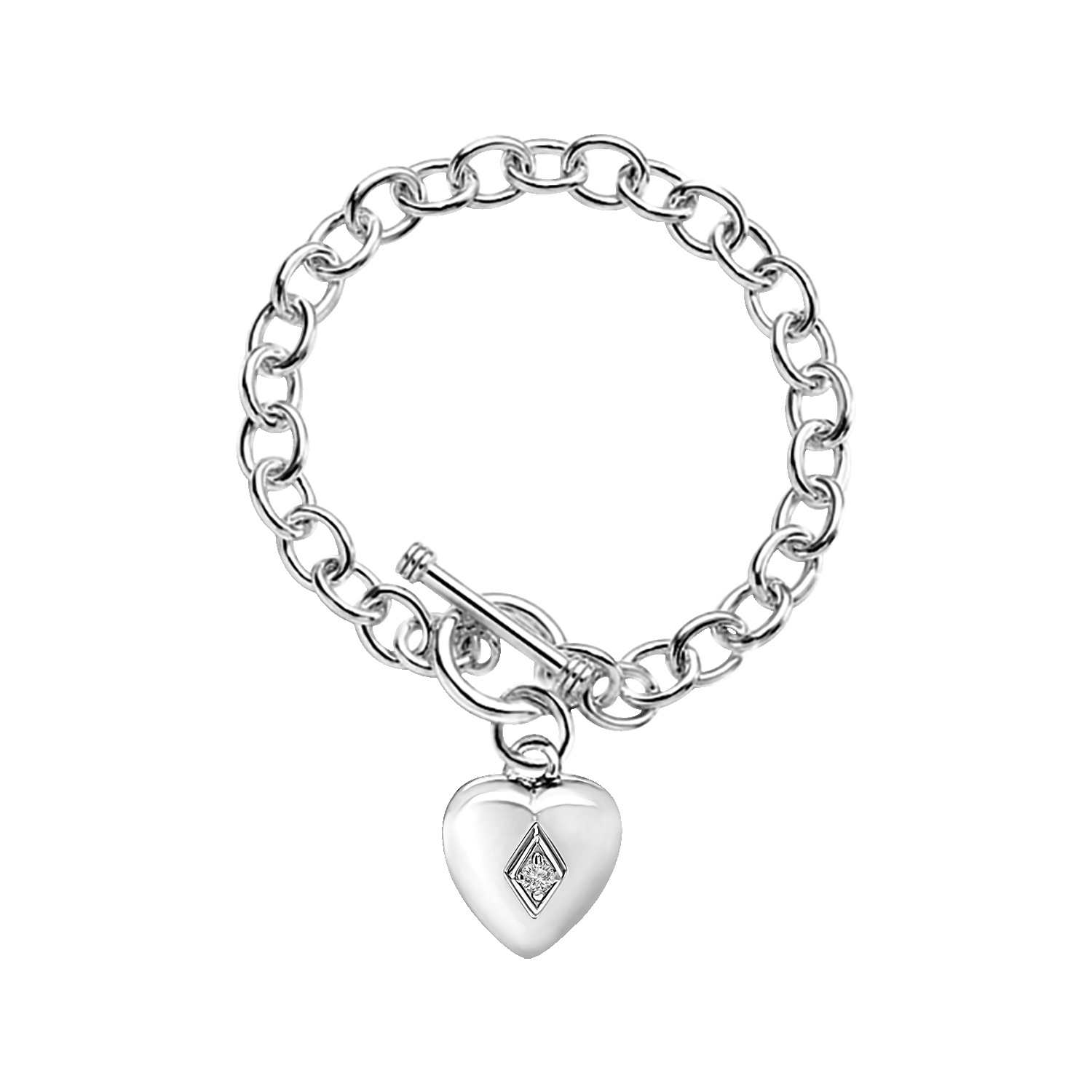 Toggle Heart Bracelet w/April Birthstone, , large image number null