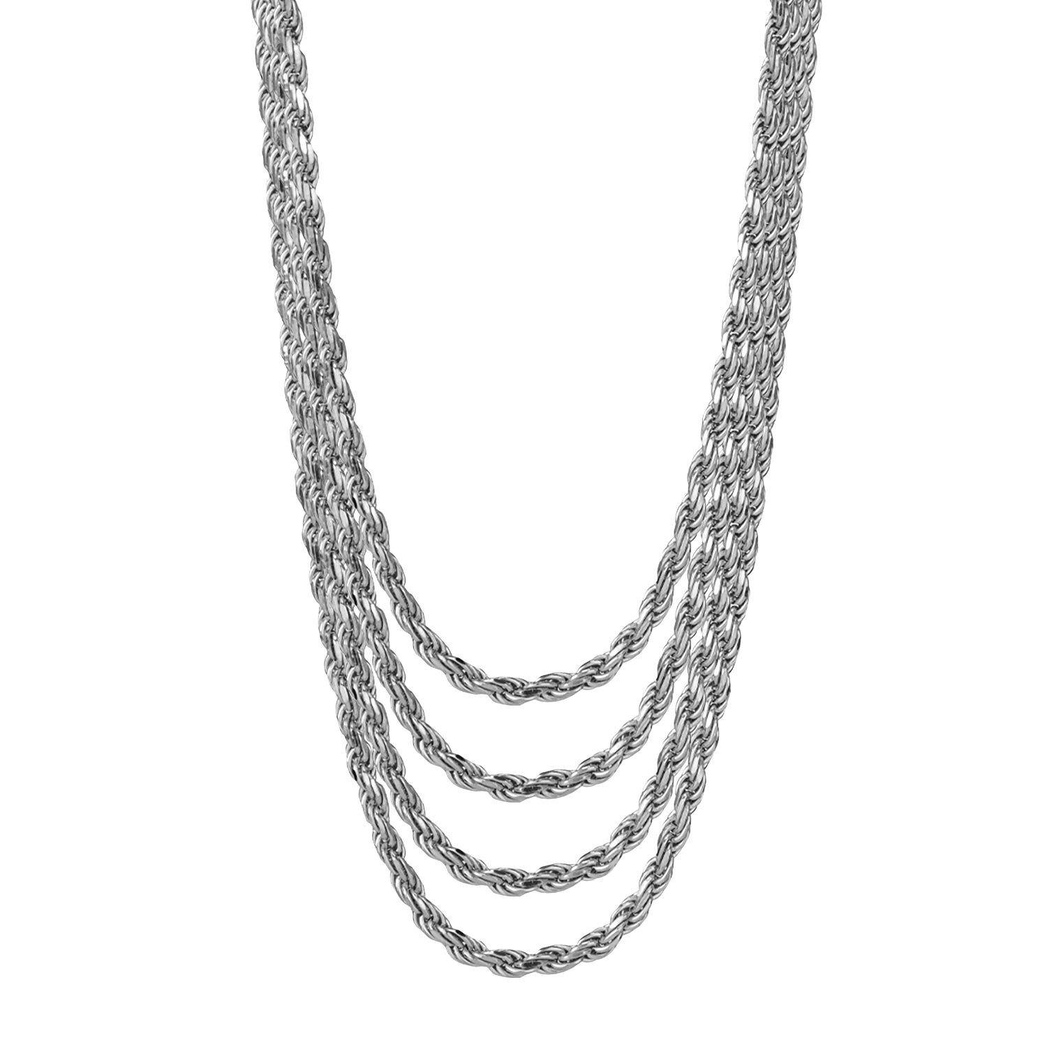 White Gold Diamond Cut Rope Chains image number null